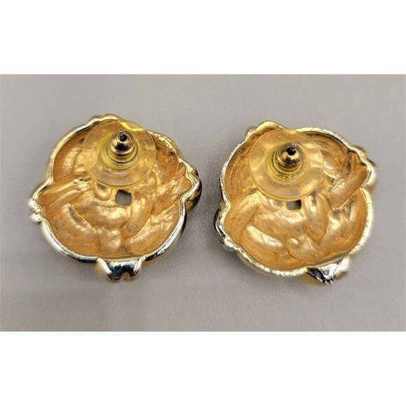Double Love Knot Earrings Classic Traditional Gold Tone Post Stud 1980's - Picture 2 of 3